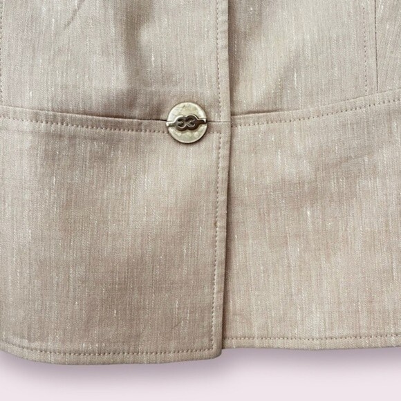 ESCADA Wool Linen Blazer Beige Neutral Button Front Collared Womens Size 40 / M - Picture 11 of 12
